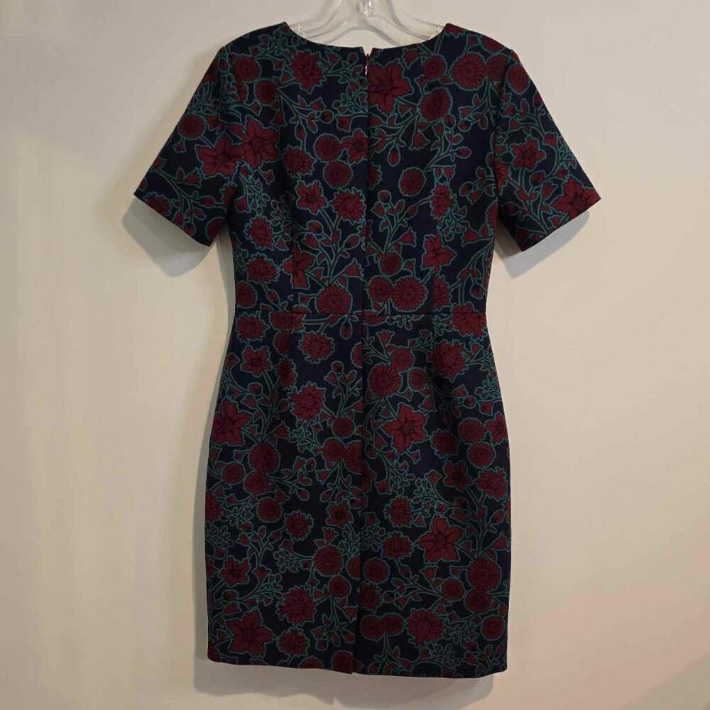J Crew Short-Sleeve Printed Dress - Blue Burgundy Floral Print - Picture 8 of 12